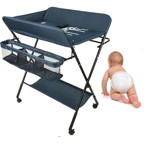 Table à Langer Pliante - 80 x 63 x 103 cm - Charge Max 25 kg - Structure Fer - Panier de Rangement Intégré - Pour Nouveaux-Nés - 1 Pièce