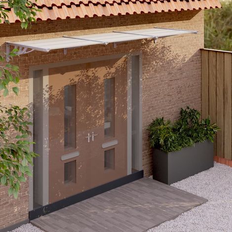 Auvent de porte,Marquise de Porte d'entrée,Store Banne Gris et transparent 297,5x90 cm Polycarbonate -FR94589 (1/5)