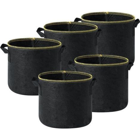 5 pieces Plant Grow Bags 25x22 cm Black (1/4)