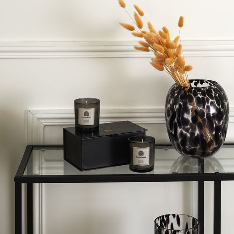 Lot de 2 Bougies - HOME DECO FACTORY - Lounge - Parfumées - Art Déco - Noir et Or (1/5)
