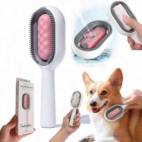 Brosse pour chat avec réservoir d'eau, peigne démêlant auto-nettoyant pour chats et chiens, brosse de toilettage à poils souples pour poils longs et courts, outil de soin animalier (1/5)
