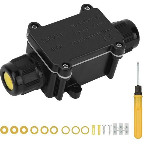 Boite Etanche Electrique Exterieur IP68, 2 Voies Boite de Jonction Etanche,Boîtier de Raccordement Connecteur de Câble Boite de Derivation pour Câbl (1/3)