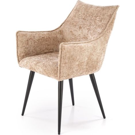 Chaise design en tissu beige et pieds métal noir Symphony (1/5)