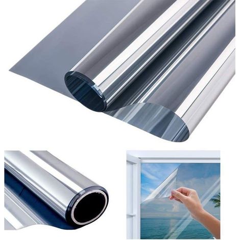 Film miroir sans tain 40×200 cm - film solaire anti-UV, réduit chaleur 50%, protection vie privée (1/5)