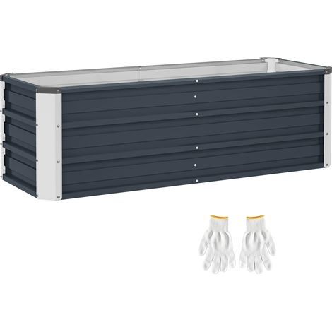 AMXCNOY Hochbeet aus Stahl Gartenbeet Boîte à plantes 125x47x40cm Grau de charbon incl. Gants pour légumes et fleurs (1/5)