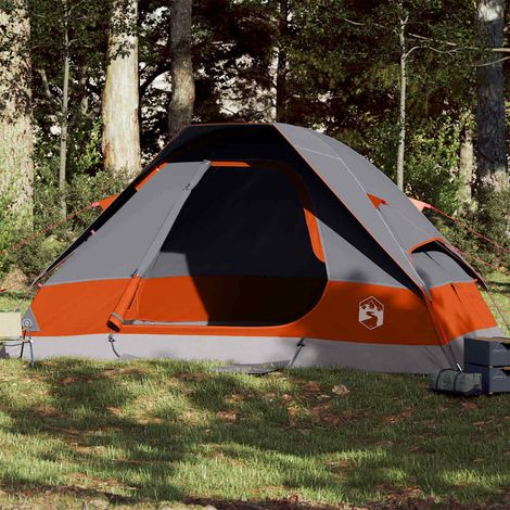 vidaXL Tente familiale à dôme 6 personnes gris et orange imperméable (1/5)