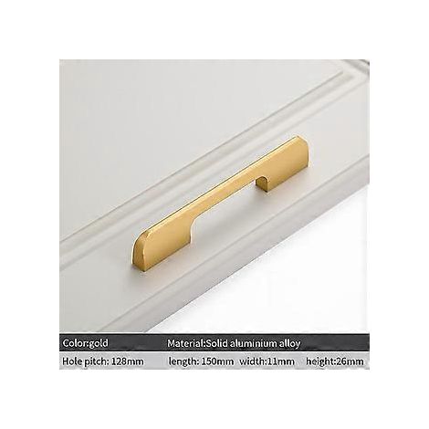 2 Stück Türgriffe aus Aluminiumlegierung, schwarz-golden, nordisch-minimalistisch, für Küchenschränke und Schubladen, 96 mm (1/5)