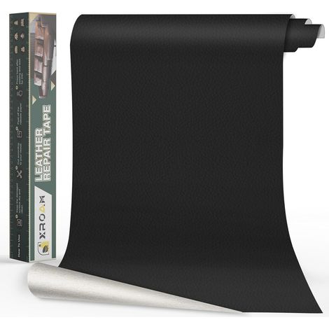 Simili Cuir Autocollant, 60x200 cm Noir, Patch de Réparation en Cuir Auto-adhésif, Reparation Autocollant Cuir Patch Rénovation pour Canapés, Sièges de Voiture, Chaises (1/5)