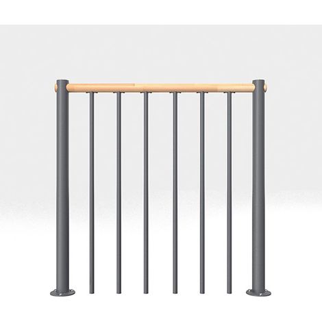 Ringhiera per scala dritta - Grigio - Acciaio termolaccato - Lunghezza 1m - Corrimano in PVC - RE-I-RV-BOIS-GH