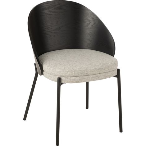 Chaise design bois et métal Noir 54x54x75 cm (1/5)