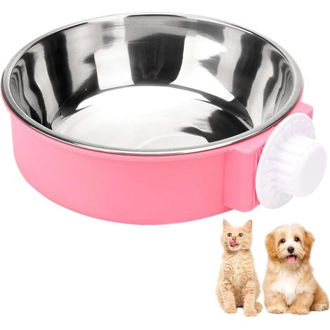 Crate Water Bowl, Gamelle amovible en acier inoxydable pour lapin, Pour nourriture et eau, Pour chats, chiots, oiseaux et autres petits animaux