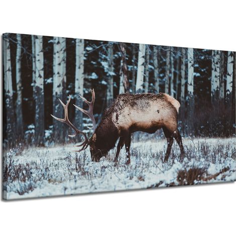 Lienzo impreso con animales: ciervo canadiense, 120x70 cm.