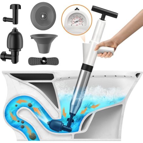 – Sbloccante manuale per scarichi – Pompa ad aria compressa da 6 kgf/cm² – Plastica ABS antiscivolo – Per WC, lavandini, scarichi a pavimento -Crezuo