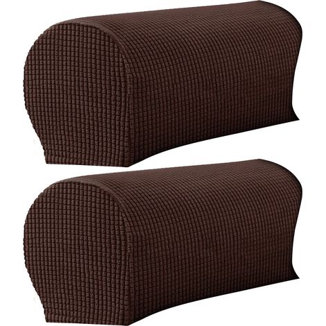Set mit 2 elastischen Armlehnenhandschuhen aus Spandex, rutschfest. Geeignet für Sessel, Sofas etc. und schützt die Armlehnen vor Abrieb. Farbe: Braun.