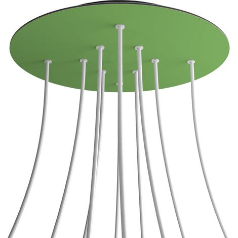 creative cables Rose-One XXL Rosette ronde, diamètre 400 mm avec 10 trous et 4 trous latéraux - Lawn Green, Black