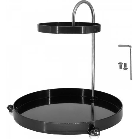 Plateau de lavabo de salle de bain, plateau rotatif à deux niveaux, motif oiseau, organiseur de comptoir multifonctionnel, noir (1/4)