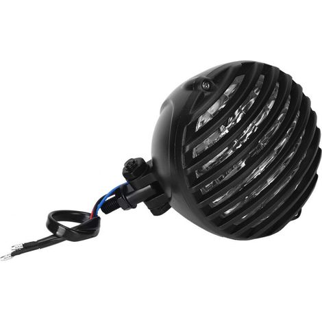 5,5 Zoll Vintage Motorradgrill Scheinwerfer Praktisches Modifikationszubehör Motorradscheinwerfer (Schwarz, Silber)(Schwarz).