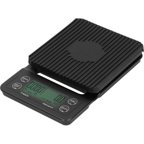 Balance électronique multifonctionnelle 3 kg/0,1 g avec écran LCD, fonction minuteur, idéale pour la cuisine et le café. (1/5)