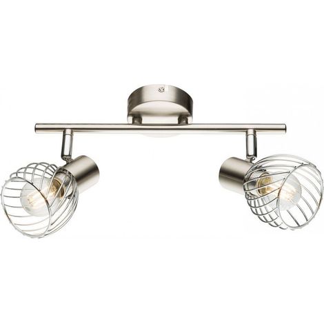 Deckenstrahler TEXAS Silber 2-flammig Gitter Lampenschirme, Breite 30cm (1/2)