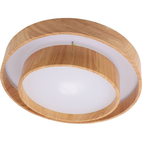 Plafonnier LED rond à encastrer, finition bois, 3 températures de couleur, télécommande, protection des yeux, idéal pour chambre, salle à manger ou bureau, 30 cm de diamètre. (1/5)
