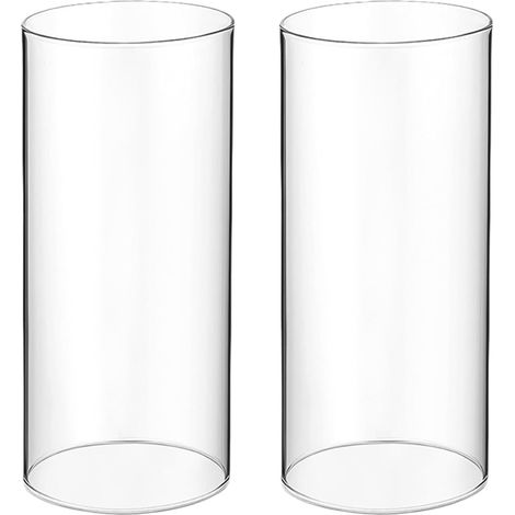 Abat-jour Cylindriques Bougeoir de Table en Verre Transparent Lot de 2 Surface Lisse et Sûre pour Bougies pour Décoration Intérieure (1/5)