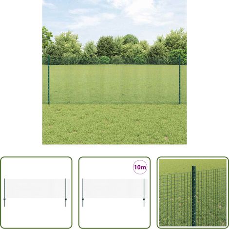 Gartenzäunen - Zaun mit Pfosten Grün 0,8 x 10 m Stahl und PVC (1/5)