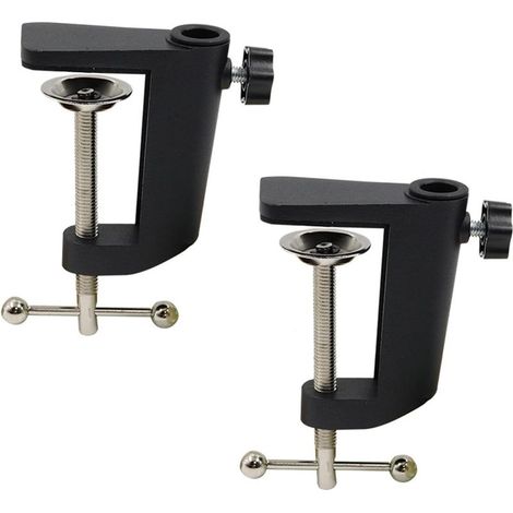 2 Pièces Pince De Montage De Bureau,Supports De Fixation En Aluminium En Forme De C,Support De Lampe De Bureau, Pour La Fixation Des Lampes Et (Noir) (1/5)