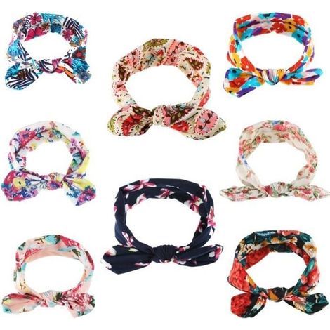 8 x Baby Girl Elastic Hoops Hair Bowknot Headbands (1/4)