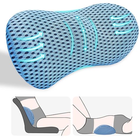 Lumbar support pillow, back pillow for lower back pain relief, ergonomic car seat, office chair, armchair and bed, blue (1/5)