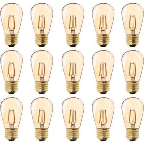 LED E27 Vintage Ampoule, ST45 Faciles à 1W = 10W Ampoules à Incandescence, Super Blanc Chaud 2200 K E27 Medium Base Ampoule Lampe de Chevet, Doré en Verre, Non Dimable, Lot de 15 (1/4)