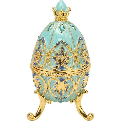 Coffret à bijoux en émail bleu ciel, boîte à œufs en alliage de zinc, écrin élégant pour bagues, colliers, boucles d'oreilles (1/5)