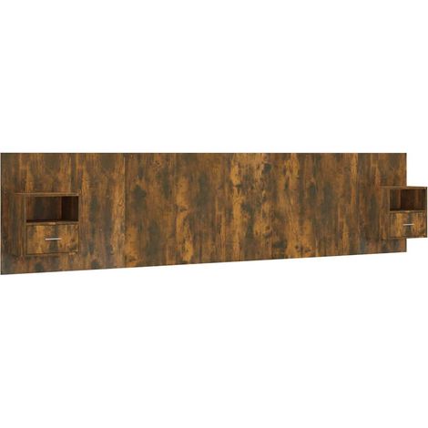 Maison Exclusive - Testiera Letto con Comodini Rovere Fumo in Legno Multistrato (1/5)