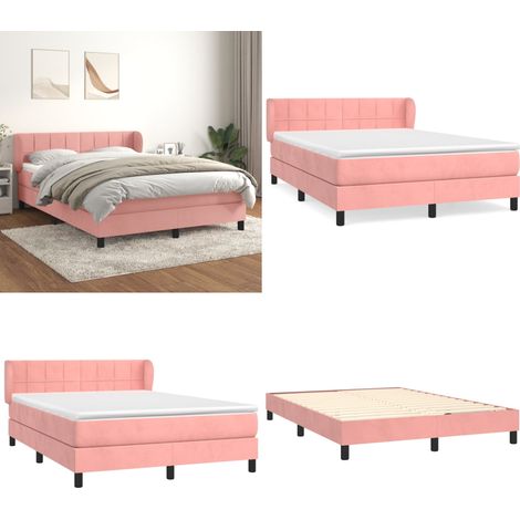 Boxspringbett mit Matratze Rosa 140x200 cm Samt - Samtbett - Boxspringbett - Doppelbett - Rosa Bett - Betten Günstig - Home & Living (1/5)