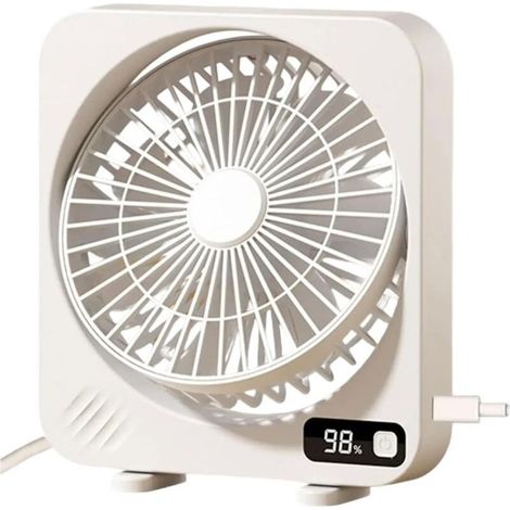 Ventilateur de bureau à économie d'énergie avec batterie rechargeable, ventilateur oscillant à 360 degrés pour bureau, dort (1/3)