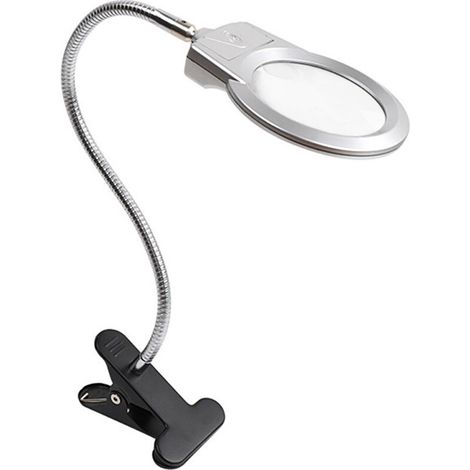LED illuminated desktop magnifier with clip and metal tube for 5D rhinestone painting and cross stitch (1/5)