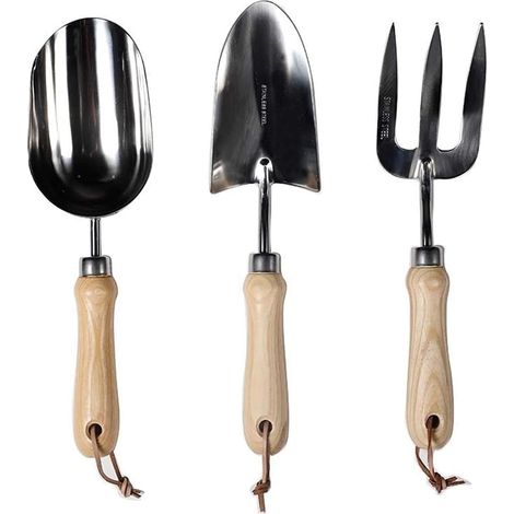 Outils de jardinage, outils de transplantation de plantes Kit de 3 pièces à main Ensemble d'outils de jardinage en acier à haute teneur en carbone avec pelles, ciseaux, râteau, sécateur (parent d'un (1/5)