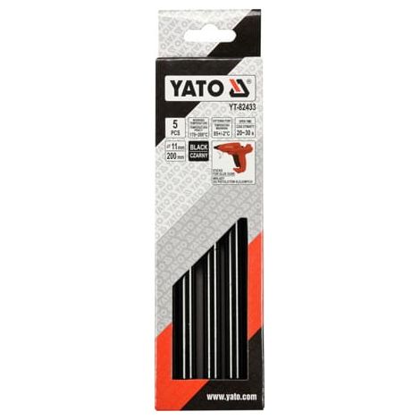 Cartuchos de pegamento (5 unidades) para pistola térmica (11 x 200 mm), Negro