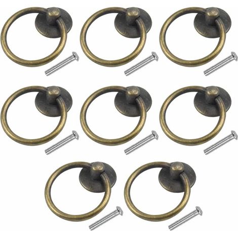 Lot de 8 poignées de porte vintage rondes pour meubles et armoires classiques (1/5)