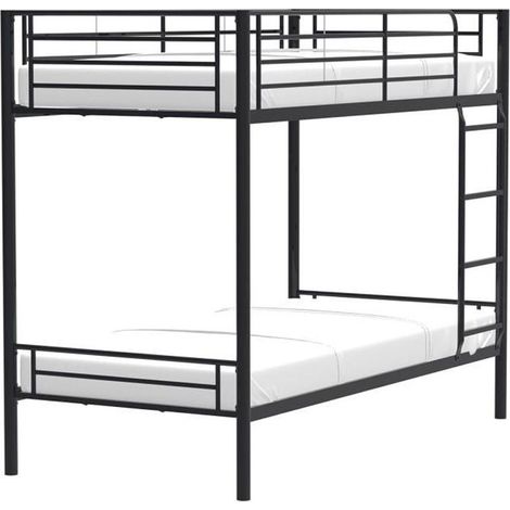 Lits superposes separables 2 x 90 x 190 cm en metal - Noir - Sommiers inclus - ABBY (1/5)