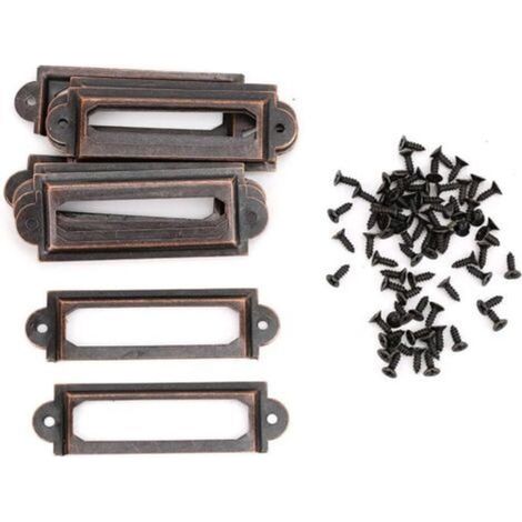 Set di 20 porta etichette in metallo, statuetta di fenice in ottone ad alta durezza, cornice in metallo lucido, porta etichette, cartellini retrò per cassetti, cartellino per scaffale