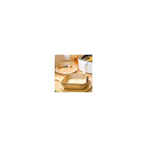 Papier sulfurisé carré pour friteuse à air, paquet de 100 unités, 20 x 20 cm, marron (1/2)