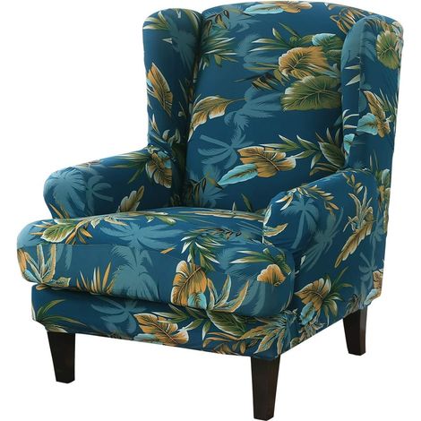 Set of 2 stretch wingback chair covers with cushion cover for wingback chairs, sofa cover for living room (1/5)