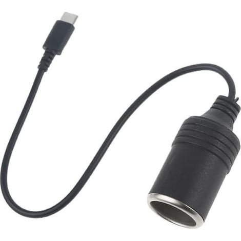Ecleanfy - Câble adaptateur USB-C PD vers prise allume-cigare 12 V 60 W (femelle), compatible avec chargeur de voiture et aspirateur de voiture (noir). (1/5)