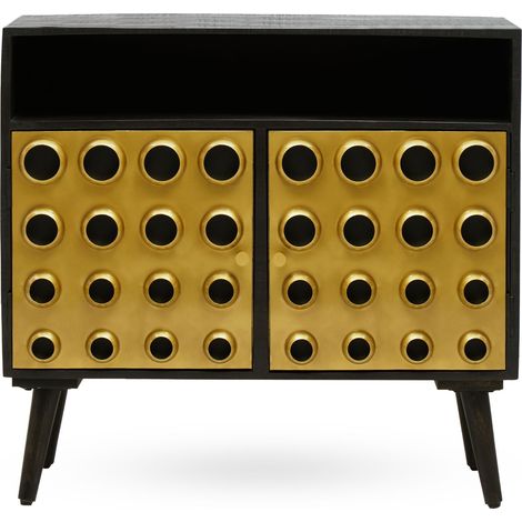 Interiors by Premier Stylish Two-Drawer Mango Wooden Sideboard, Mid-Century Modern Side Board for Living Room Organization