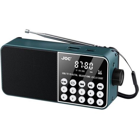 Radio FM portable bleu paon avec haut-parleur - Lecture MP3 via carte TF - Radio numérique/Affichage clair - Facile à utilis (1/4)