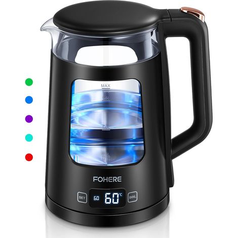 Bouilloire Électrique, 1.7L Bouilloire en Verre avec Maintien au Chaud, 5 Contrôles de Température, 2200W Ébullition Rapide, Arrêt Automatique et Protection Contre L'ébullition à Sec (1/5)