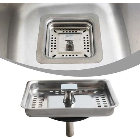 Scolapiatti per lavello da cucina in acciaio inox, tappo quadrato di ricambio per scarico e filtro in cucina e bagno