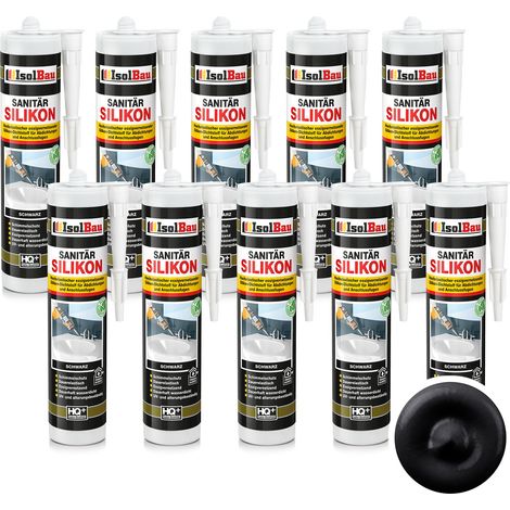 IsolBau Sanitary Silicone Black Sanitär Silikon 10 x 300ml (1/5)