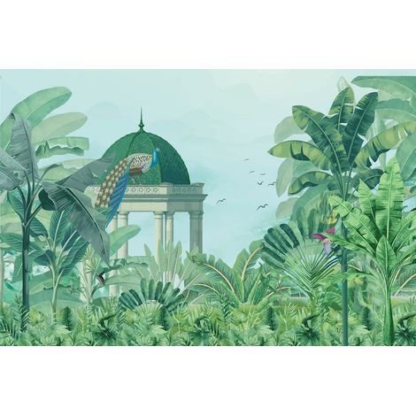 Papier peint panoramique - Jardin Oiseaux - 130 cm x 87 cm (1/2)