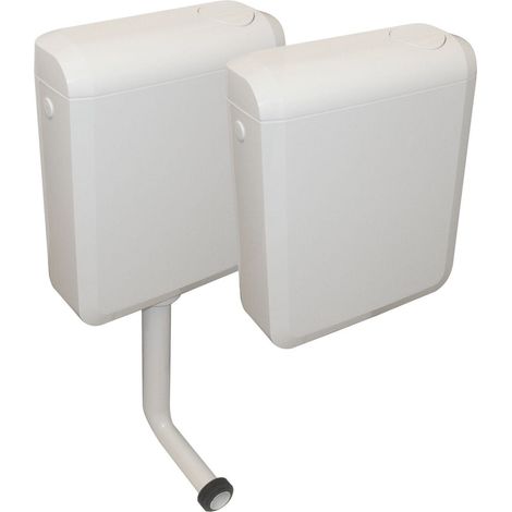 Regiplast – Réservoir de chasse d'eau attenant ou semi-bas – Blanc – Isolé contre condensation – Commande mécanique double débit – Dimensions 415x340x137mm